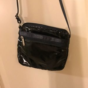LeSportsac Crossbody Black Shiny Purse